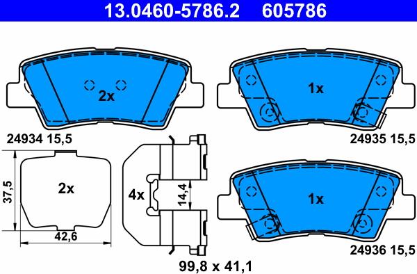 ATE 13.0460-5786.2 - Kit de plaquettes de frein, frein à disque cwaw.fr