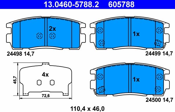 ATE 13.0460-5788.2 - Kit de plaquettes de frein, frein à disque cwaw.fr