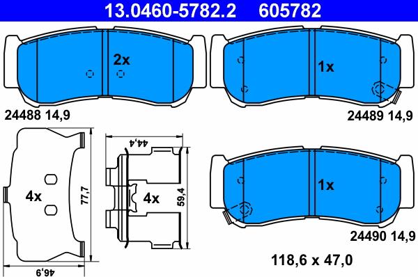 ATE 13.0460-5782.2 - Kit de plaquettes de frein, frein à disque cwaw.fr