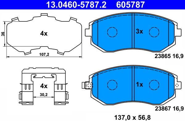 ATE 13.0460-5787.2 - Kit de plaquettes de frein, frein à disque cwaw.fr