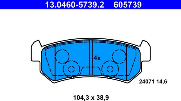 ATE 13.0460-5739.2 - Kit de plaquettes de frein, frein à disque cwaw.fr