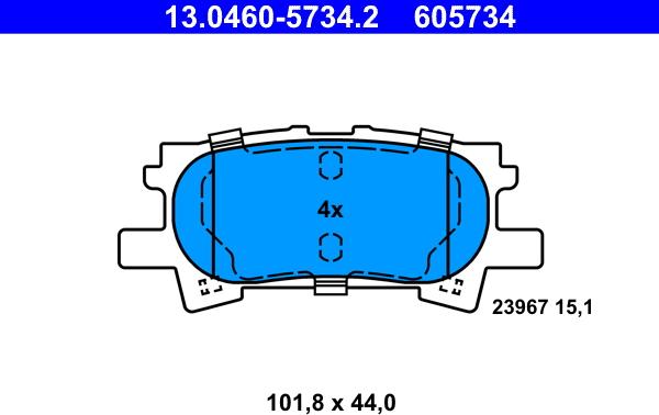 ATE 13.0460-5734.2 - Kit de plaquettes de frein, frein à disque cwaw.fr