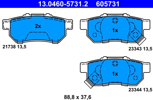 ATE 13.0460-5731.2 - Kit de plaquettes de frein, frein à disque cwaw.fr