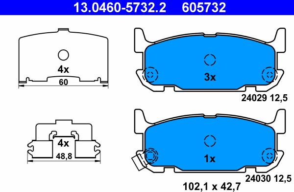 ATE 13.0460-5732.2 - Kit de plaquettes de frein, frein à disque cwaw.fr