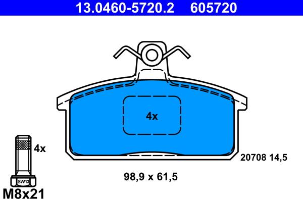 ATE 13.0460-5720.2 - Kit de plaquettes de frein, frein à disque cwaw.fr