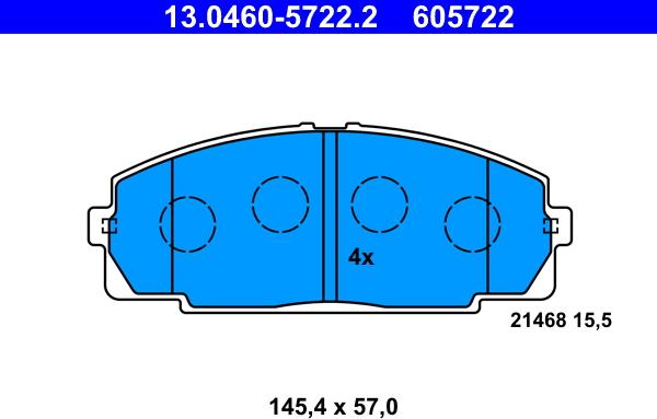 ATE 13.0460-5722.2 - Kit de plaquettes de frein, frein à disque cwaw.fr