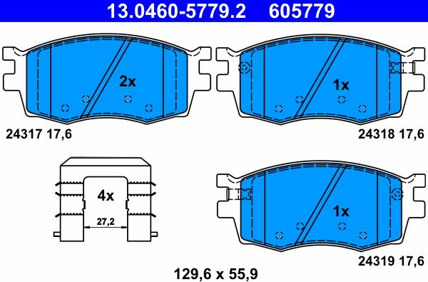 ATE 13.0460-5779.2 - Kit de plaquettes de frein, frein à disque cwaw.fr