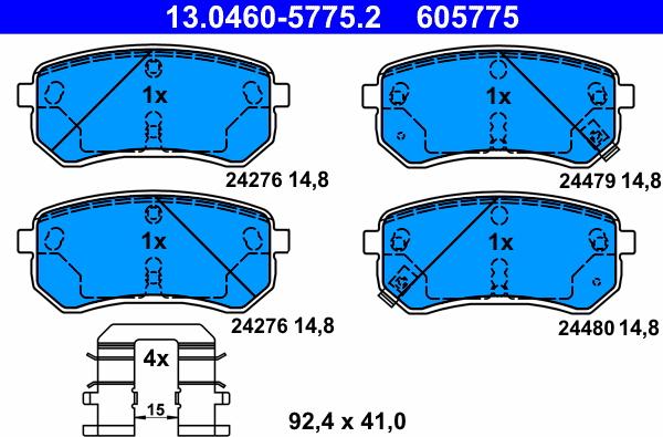 ATE 13.0460-5775.2 - Kit de plaquettes de frein, frein à disque cwaw.fr