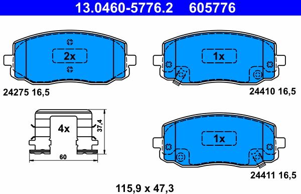 ATE 13.0460-5776.2 - Kit de plaquettes de frein, frein à disque cwaw.fr