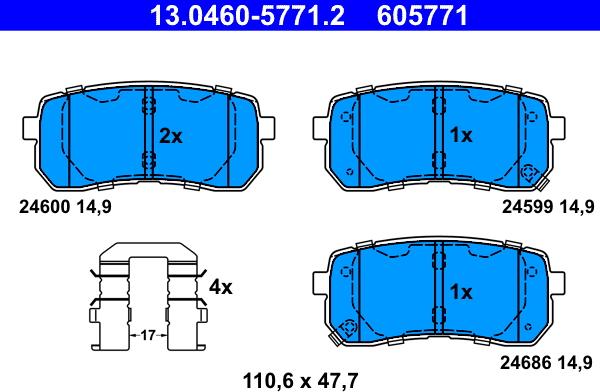 ATE 13.0460-5771.2 - Kit de plaquettes de frein, frein à disque cwaw.fr