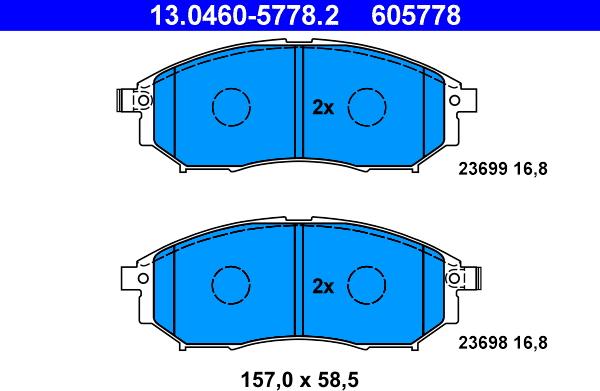 ATE 13.0460-5778.2 - Kit de plaquettes de frein, frein à disque cwaw.fr