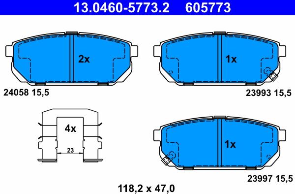 ATE 13.0460-5773.2 - Kit de plaquettes de frein, frein à disque cwaw.fr