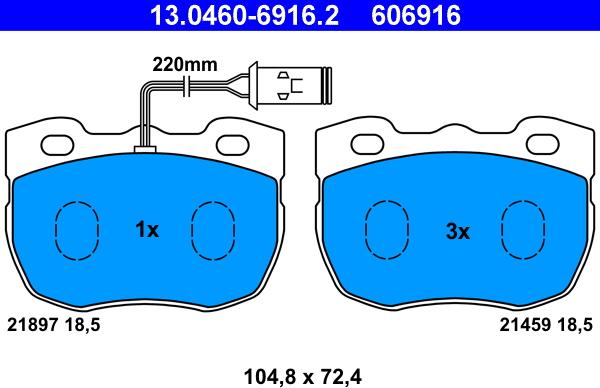 ATE 13.0460-6916.2 - Kit de plaquettes de frein, frein à disque cwaw.fr