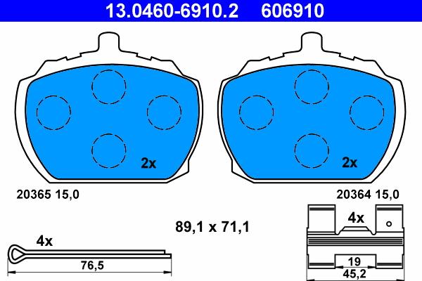 ATE 13.0460-6910.2 - Kit de plaquettes de frein, frein à disque cwaw.fr