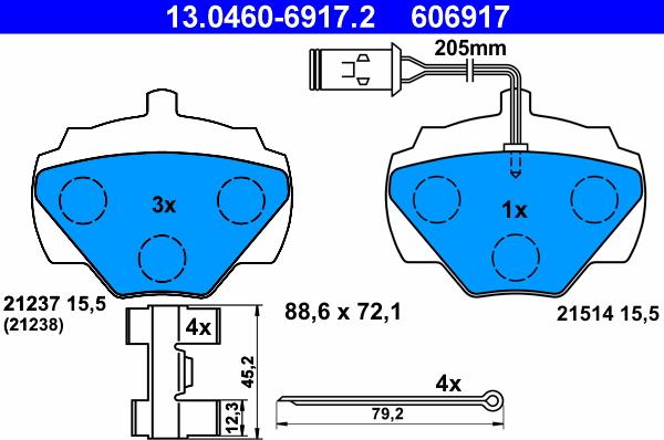 ATE 13.0460-6917.2 - Kit de plaquettes de frein, frein à disque cwaw.fr