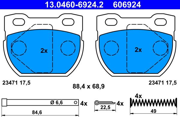 ATE 13.0460-6924.2 - Kit de plaquettes de frein, frein à disque cwaw.fr