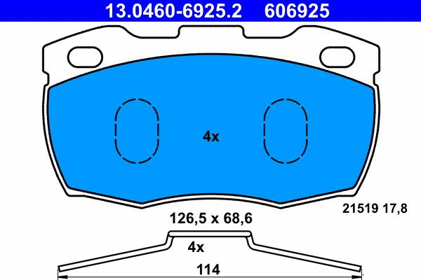 ATE 13.0460-6925.2 - Kit de plaquettes de frein, frein à disque cwaw.fr