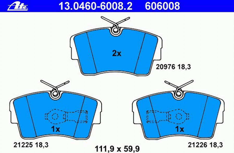 ATE 13.0460-6008.2 - Kit de plaquettes de frein, frein à disque cwaw.fr