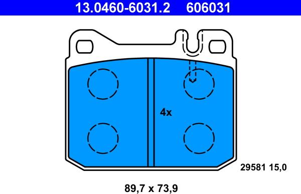 ATE 13.0460-6031.2 - Kit de plaquettes de frein, frein à disque cwaw.fr