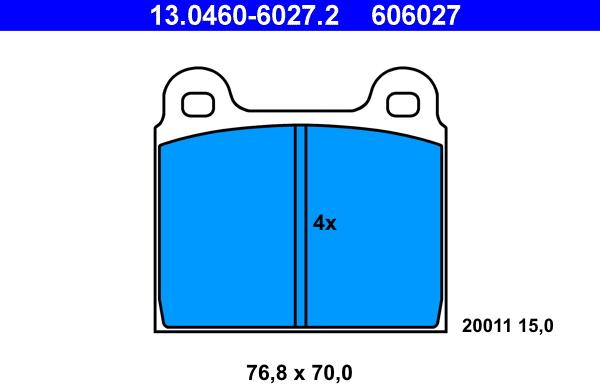 ATE 13.0460-6027.2 - Kit de plaquettes de frein, frein à disque cwaw.fr