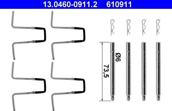 ATE 13.0460-0911.2 - Kit d'accessoires, plaquette de frein à disque cwaw.fr