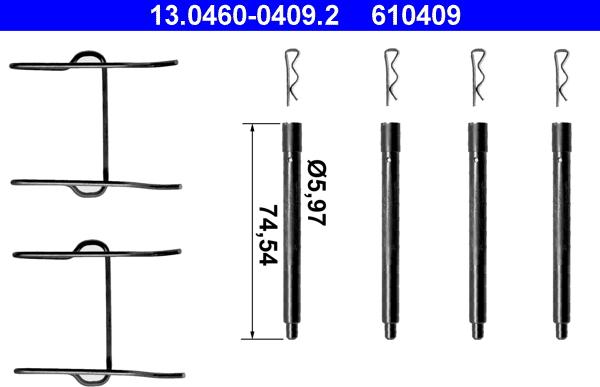 ATE 13.0460-0409.2 - Kit d'accessoires, plaquette de frein à disque cwaw.fr