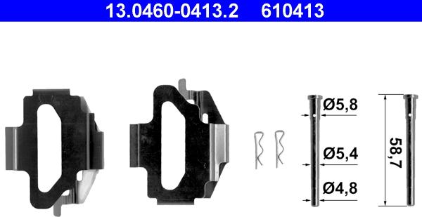 ATE 13.0460-0413.2 - Kit d'accessoires, plaquette de frein à disque cwaw.fr