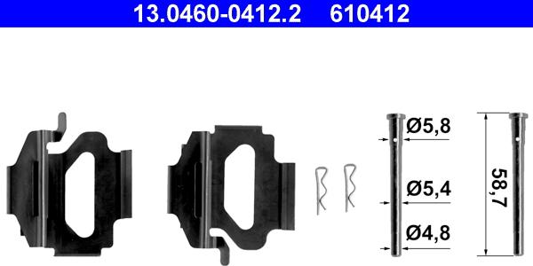 ATE 13.0460-0412.2 - Kit d'accessoires, plaquette de frein à disque cwaw.fr