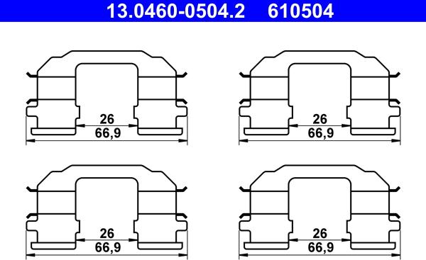 ATE 13.0460-0504.2 - Kit d'accessoires, plaquette de frein à disque cwaw.fr