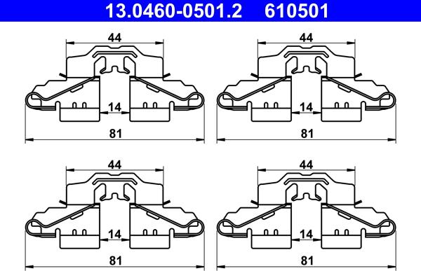 ATE 13.0460-0501.2 - Kit d'accessoires, plaquette de frein à disque cwaw.fr