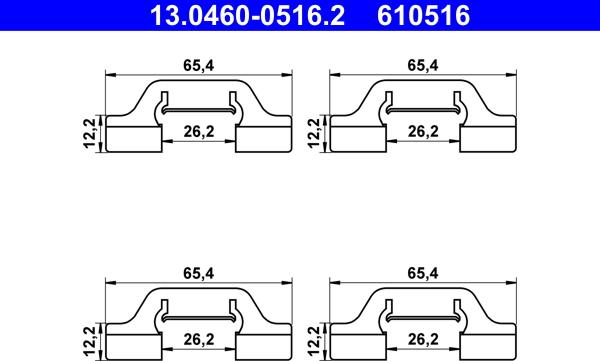 ATE 13.0460-0516.2 - Kit d'accessoires, plaquette de frein à disque cwaw.fr