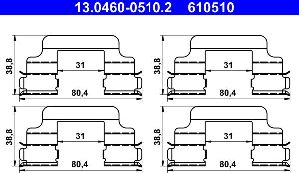 ATE 13.0460-0510.2 - Kit d'accessoires, plaquette de frein à disque cwaw.fr