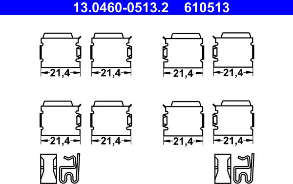 ATE 13.0460-0513.2 - Kit d'accessoires, plaquette de frein à disque cwaw.fr