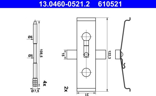 ATE 13.0460-0521.2 - Kit d'accessoires, plaquette de frein à disque cwaw.fr