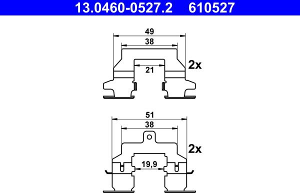 ATE 13.0460-0527.2 - Kit d'accessoires, plaquette de frein à disque cwaw.fr