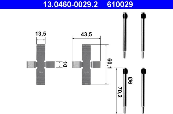 ATE 13.0460-0029.2 - Kit d'accessoires, plaquette de frein à disque cwaw.fr