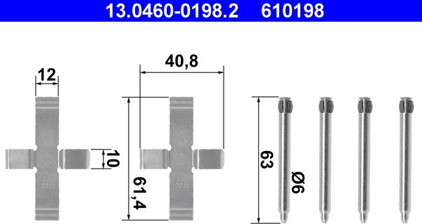 ATE 13.0460-0198.2 - Kit d'accessoires, plaquette de frein à disque cwaw.fr