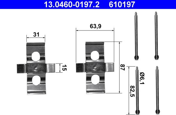 ATE 13.0460-0197.2 - Kit d'accessoires, plaquette de frein à disque cwaw.fr