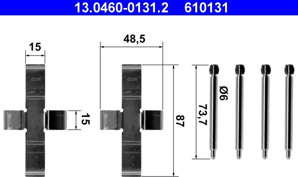 ATE 13.0460-0131.2 - Kit d'accessoires, plaquette de frein à disque cwaw.fr