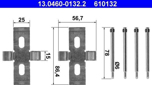 ATE 13.0460-0132.2 - Kit d'accessoires, plaquette de frein à disque cwaw.fr