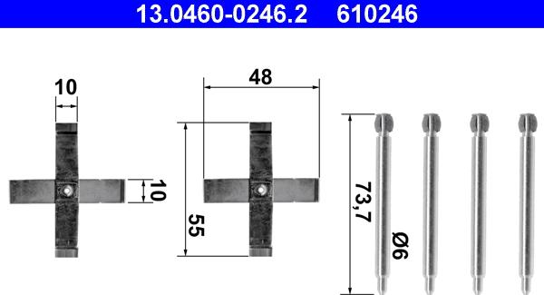 ATE 13.0460-0246.2 - Kit d'accessoires, plaquette de frein à disque cwaw.fr