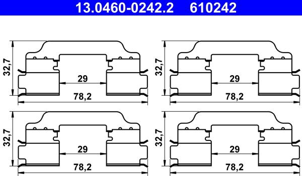 ATE 13.0460-0242.2 - Kit d'accessoires, plaquette de frein à disque cwaw.fr