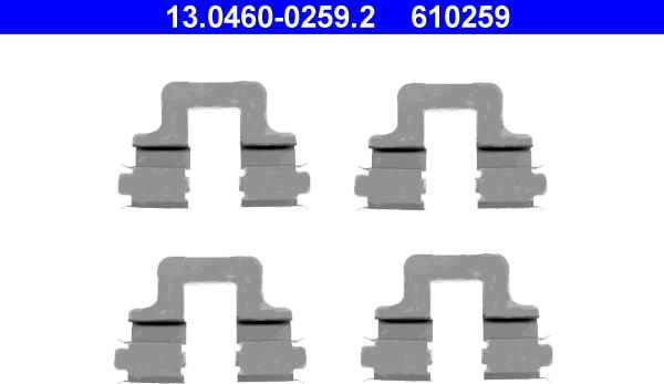 ATE 13.0460-0259.2 - Kit d'accessoires, plaquette de frein à disque cwaw.fr