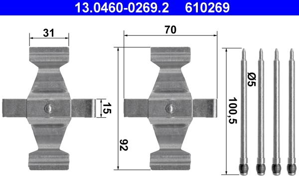 ATE 13.0460-0269.2 - Kit d'accessoires, plaquette de frein à disque cwaw.fr