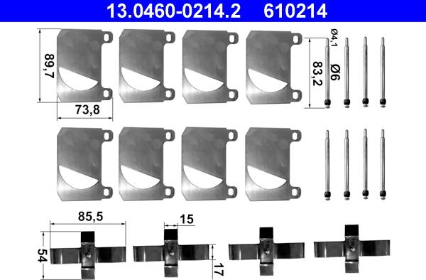 ATE 13.0460-0214.2 - Kit d'accessoires, plaquette de frein à disque cwaw.fr