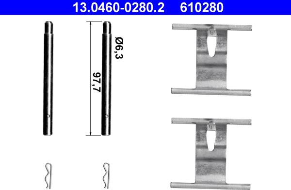 ATE 13.0460-0280.2 - Kit d'accessoires, plaquette de frein à disque cwaw.fr