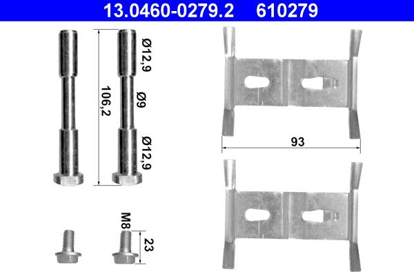 ATE 13.0460-0279.2 - Kit d'accessoires, plaquette de frein à disque cwaw.fr