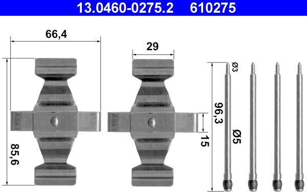 ATE 13.0460-0275.2 - Kit d'accessoires, plaquette de frein à disque cwaw.fr