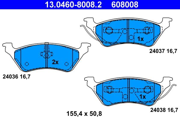 ATE 13.0460-8008.2 - Kit de plaquettes de frein, frein à disque cwaw.fr