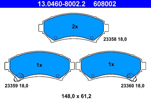 ATE 13.0460-8002.2 - Kit de plaquettes de frein, frein à disque cwaw.fr